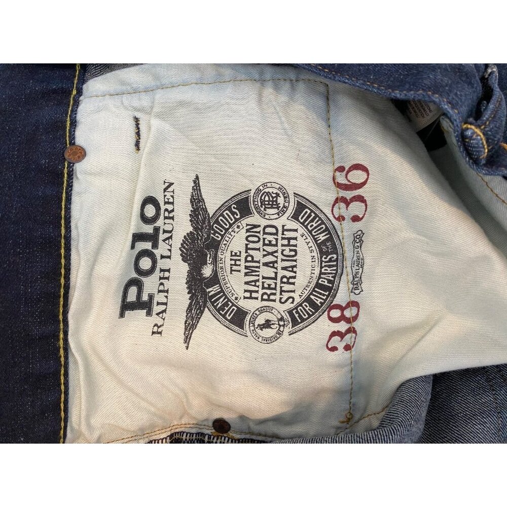Polo Ralph Lauren Hampton Relaxed Straight Leg Jean Size Tall 38x36 Dark Wash - Picture 4 of 11
